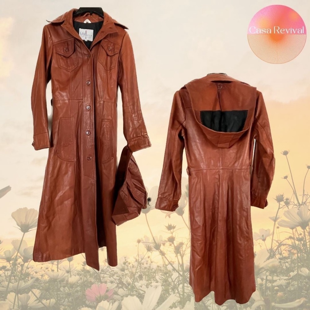 Vintage Wilsons Brown Leather Coat with Detachable Hood